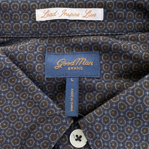 Good Man Brand Navy Tic Toc Dress Shirt - Size Large - Picture 3 of 5